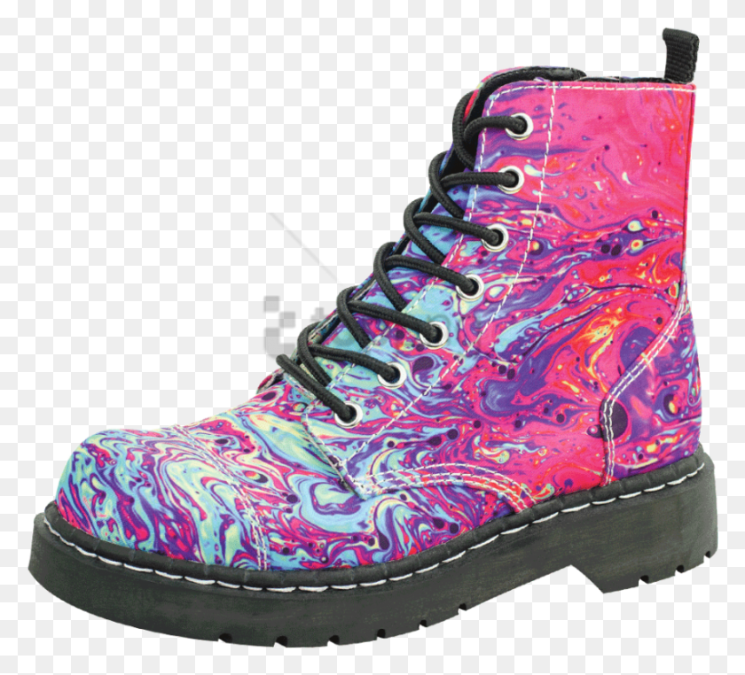 850x766 Free Mix Paint Print 7 Eye Vegan Combat Boot Steel Toe Boot, Clothing, Apparel, Shoe HD PNG Download