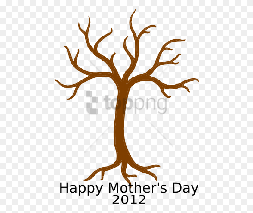 480x647 Free Mother S Day Handprint Tree Templateat Bare Bare Tree With Roots Clipart, Plant, Root, Text HD PNG Download