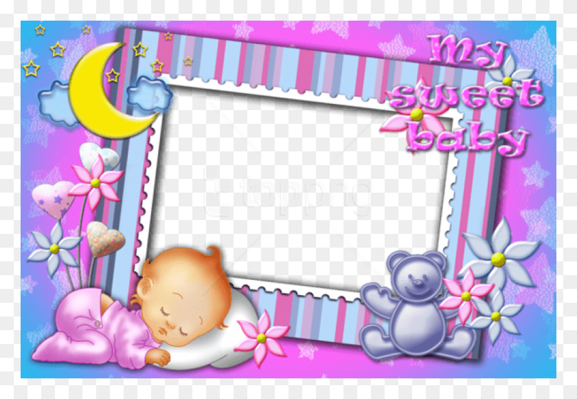 850x567 Free My Sweet Baby Transparent Photo Frame Frames For Baby, Envelope, Text, Purple HD PNG Download