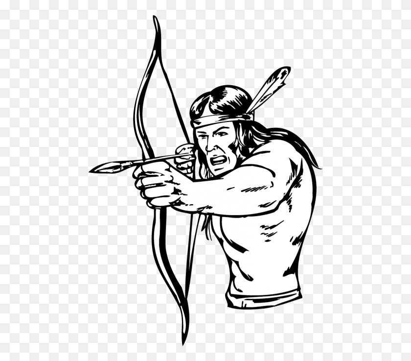 480x677 Free Native American Bow And Arrow Drawing Native American Indian Bow Hunter Cartoon, Person, Human, Symbol HD PNG Download
