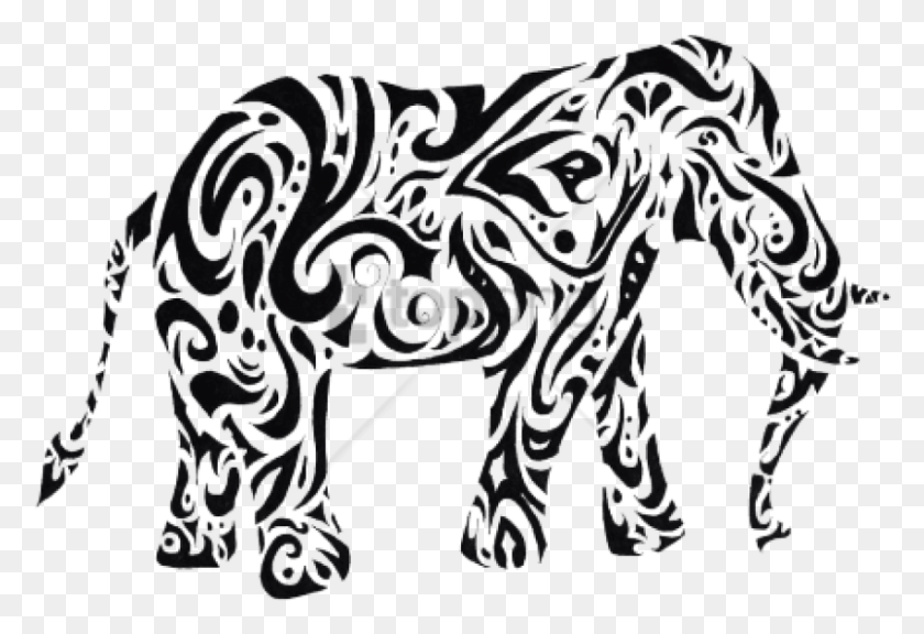 850x563 Free Native American Elephant Symbol Tribal Elephant Tattoo, Stencil, Zebra, Wildlife HD PNG Download