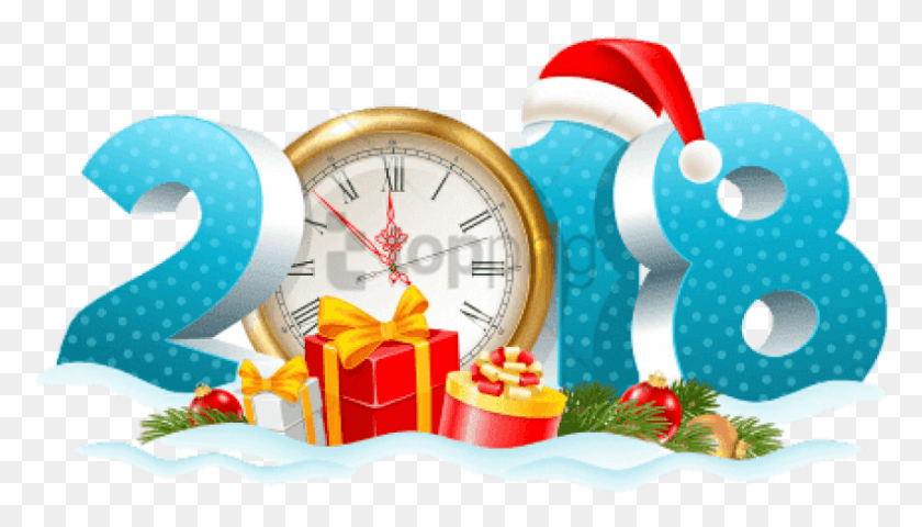 850x458 Descargar Png Reloj De Año Nuevo 2018 Gratis Con Transparente Año Nuevo 2019 Reloj, Reloj Analógico, Reloj Despertador, Regalo Hd Png