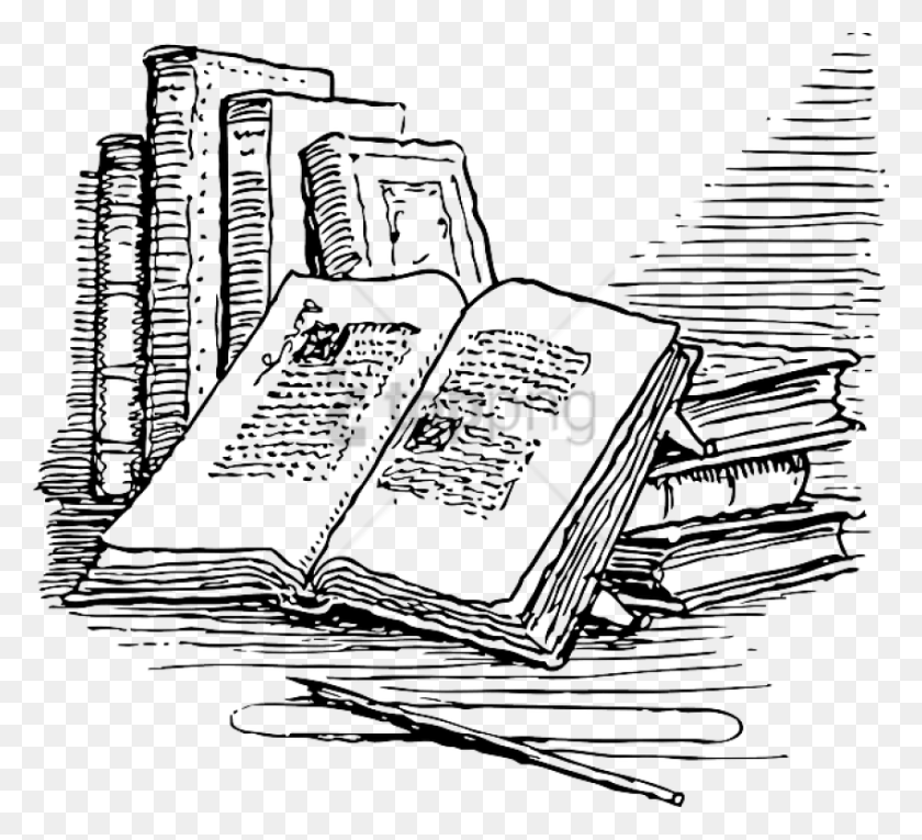 850x769 Free Old Book Image With Transparent Background Libros Blanco Y Negro, Texto, Sketch Hd Png