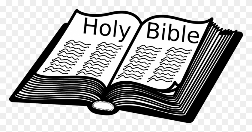 850x418 Free Open Holy Bible Images Background Open Bible Clip Art Black And White, Text, Book, Flyer HD PNG Download