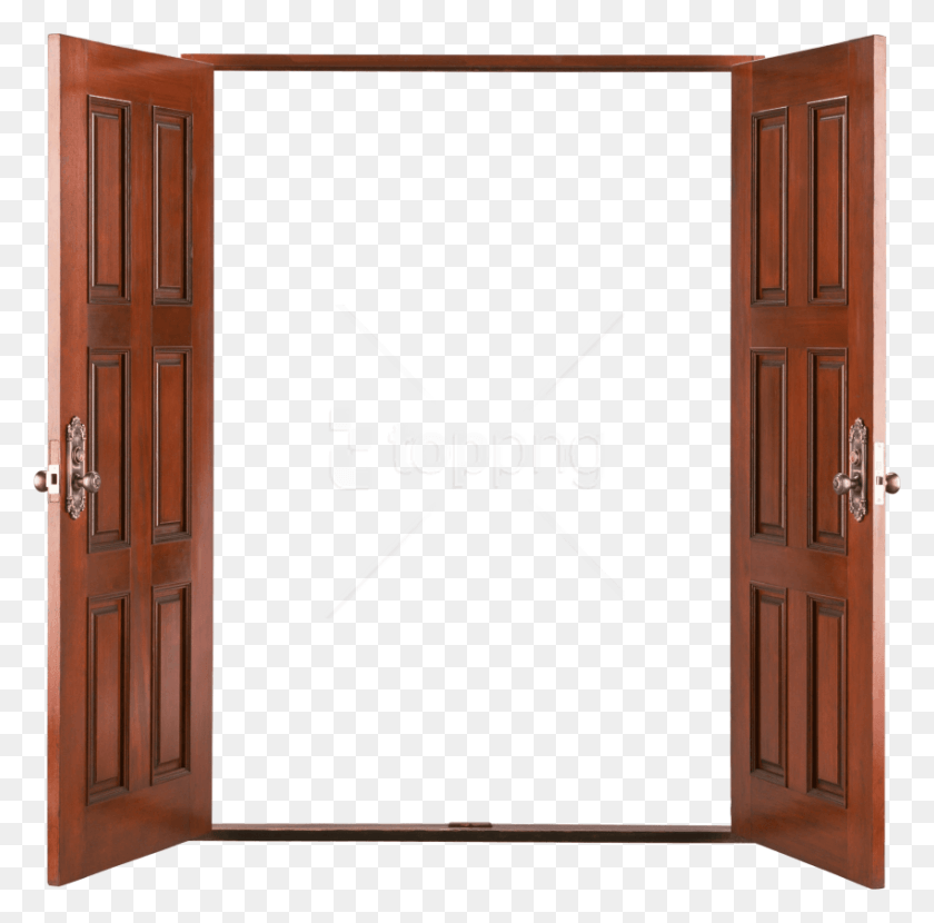 850x840 Free Open Wooden Door Images Background Wooden Open Double Door, Wood, Furniture, Sliding Door HD PNG Download