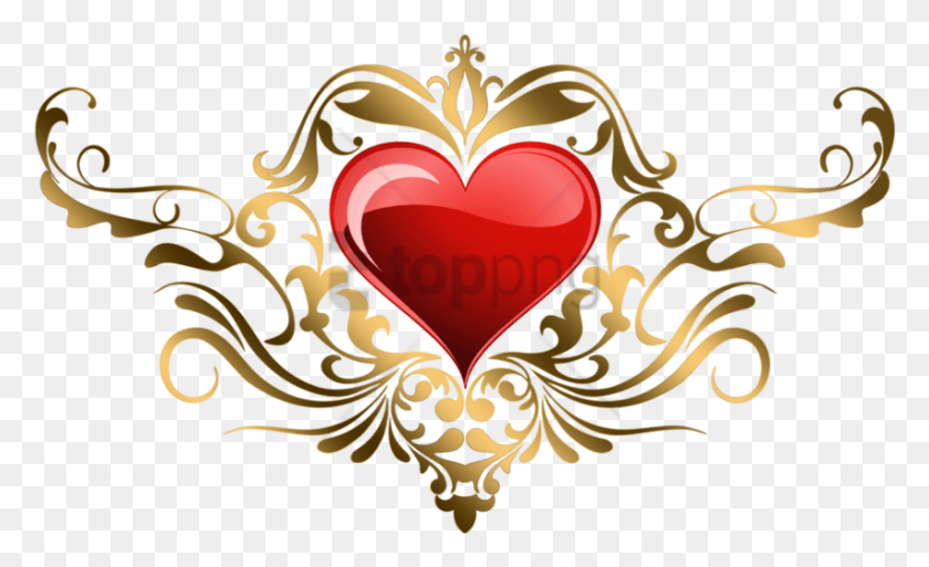 850x494 Free Ornaments Gold Heart Image With Transparent Background Illustration, Dynamite, Bomb, Weapon HD PNG Download