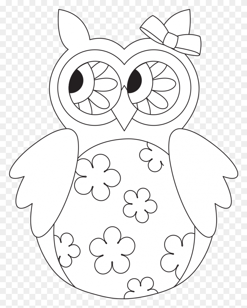 927x1175 Free Owl Digital Stamps For Cards Owl, Stencil, Doodle HD PNG Download