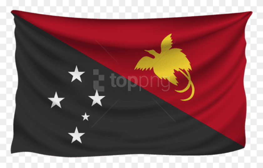 850x520 Free Papua New Guinea Wrinkled Flag Clipart Papua New Guinea Flag Transparent, Symbol, American Flag, Hand HD PNG Download