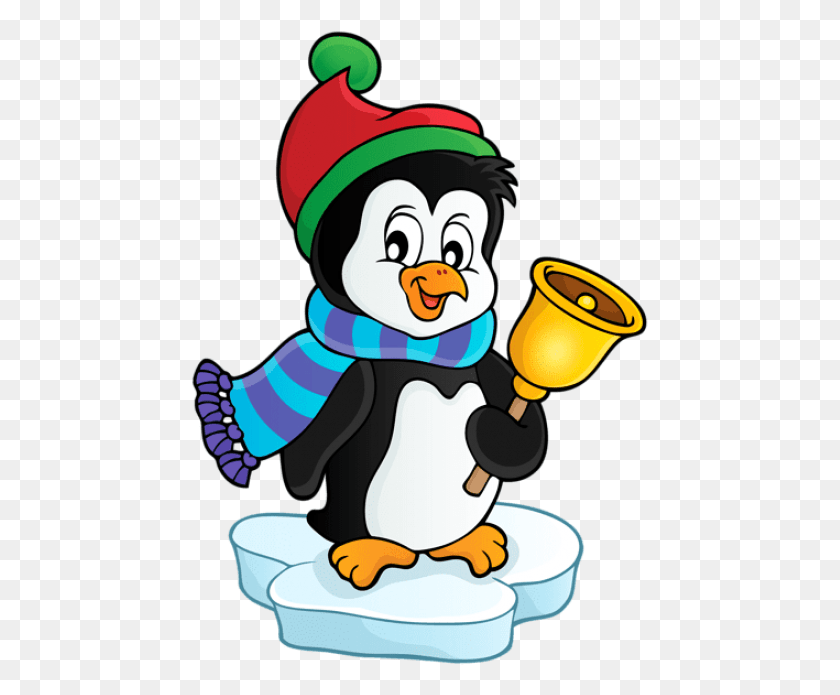 457x635 Free Penguin With Bell Transparent Christmas Penguin Clipart Transparent, Bird, Animal, Meal HD PNG Download
