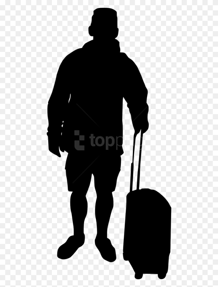 480x1046 Free People With Luggage Silhouette Images People With Luggage Transparent, Person, Human HD PNG Download