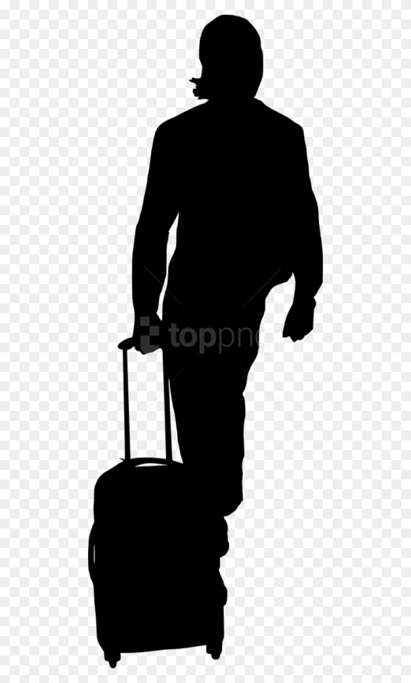 480x1336 Free People With Luggage Silhouette Silhouette, Person, Human HD PNG Download