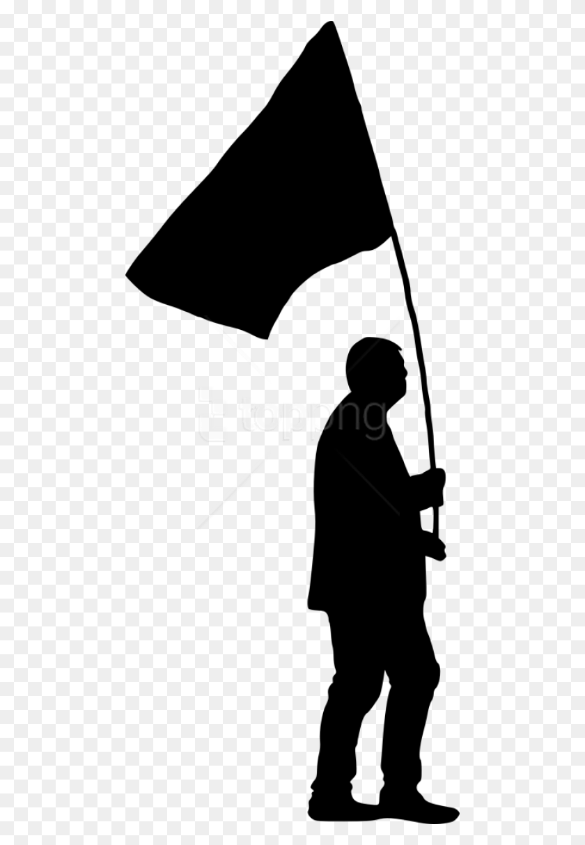 480x1154 Free Person With Flag Silhouette Silhouette, Human, Kneeling HD PNG Download