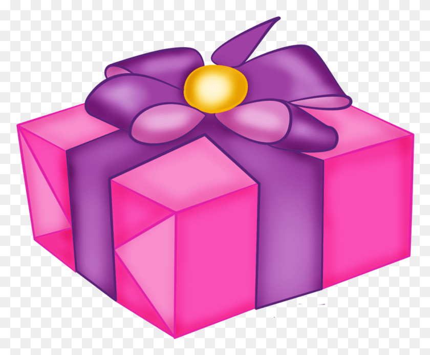 1041x846 Png Розовая Коробка С Фиолетовым Бантом Розовый И Фиолетовый Подарок, Подарок Png Скачать