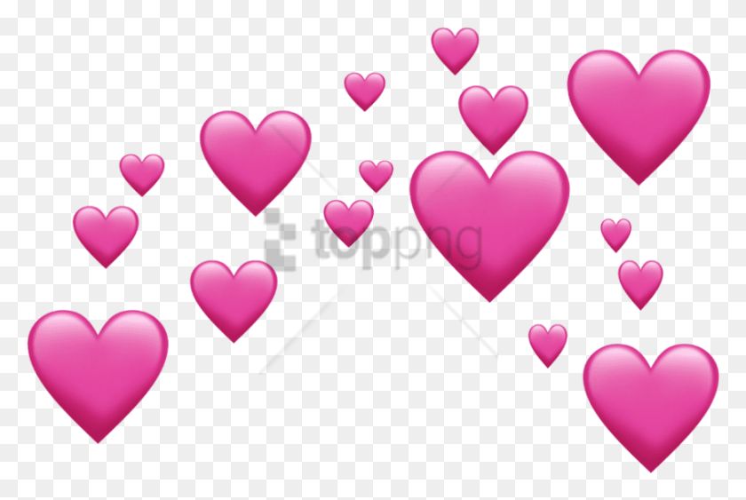 850x549 Free Pink Emoji Hearts Image With Transparent Many Heart Emojis, Cushion, Pillow, Purple HD PNG Download