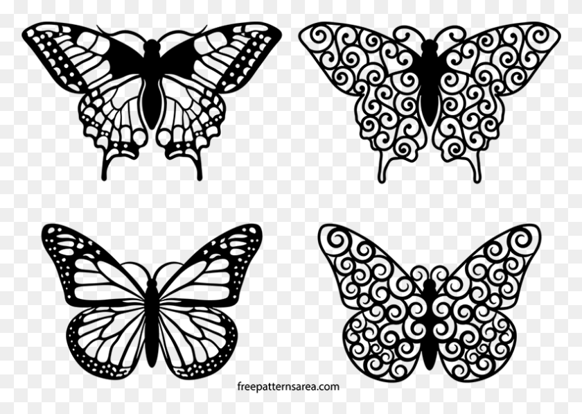 791x545 Free Printable Clipart And Coloring Pages Butterfly Clipart Vector, Gray, World Of Warcraft HD PNG Download
