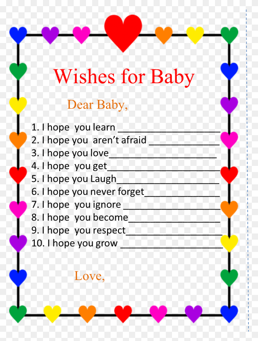 837x1127 Free Printable Rainbow Wishes For Baby Colorful Border Designs Simple, Text, Number, Symbol HD PNG Download