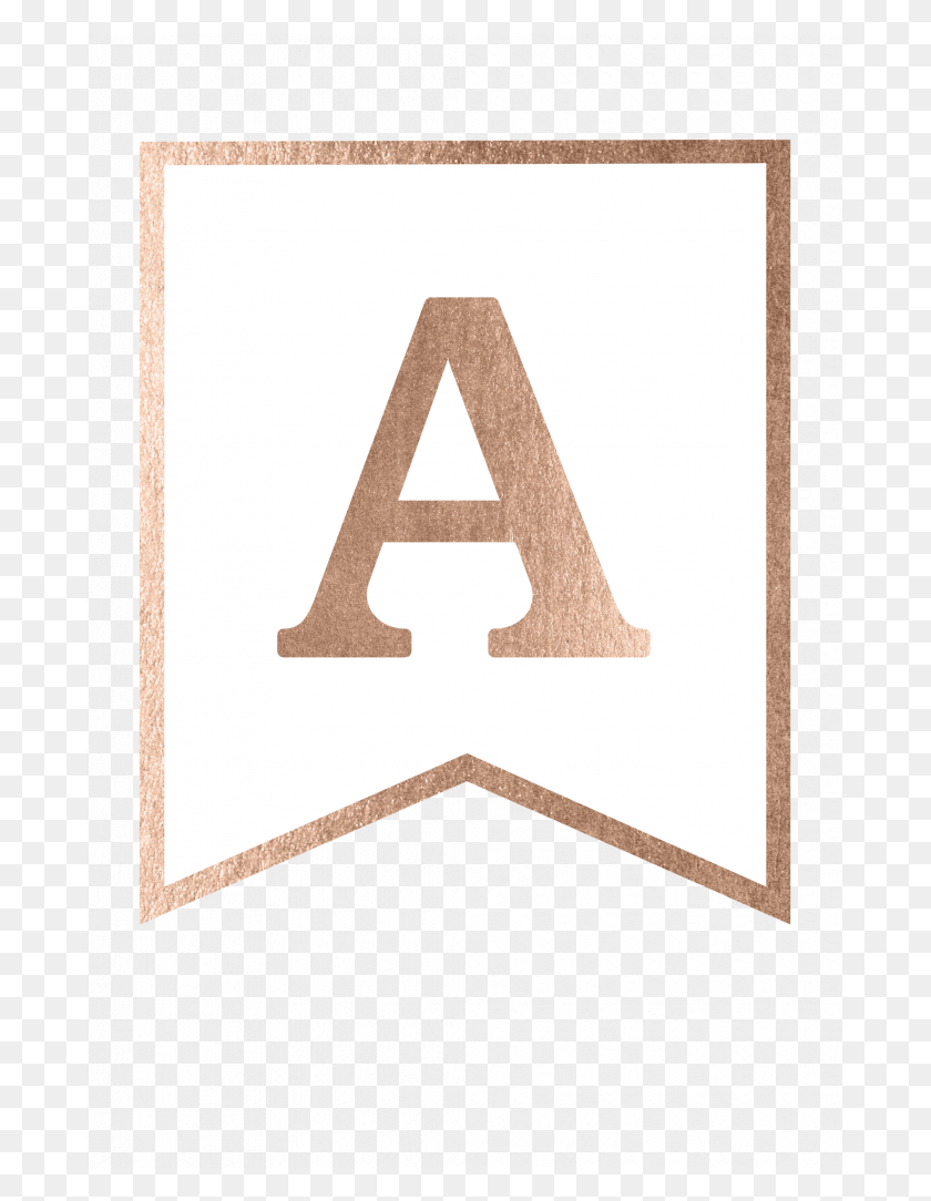 683x1024 Free Printable Rose Gold Banner Template Triangle, Alphabet, Text, Rug HD PNG Download
