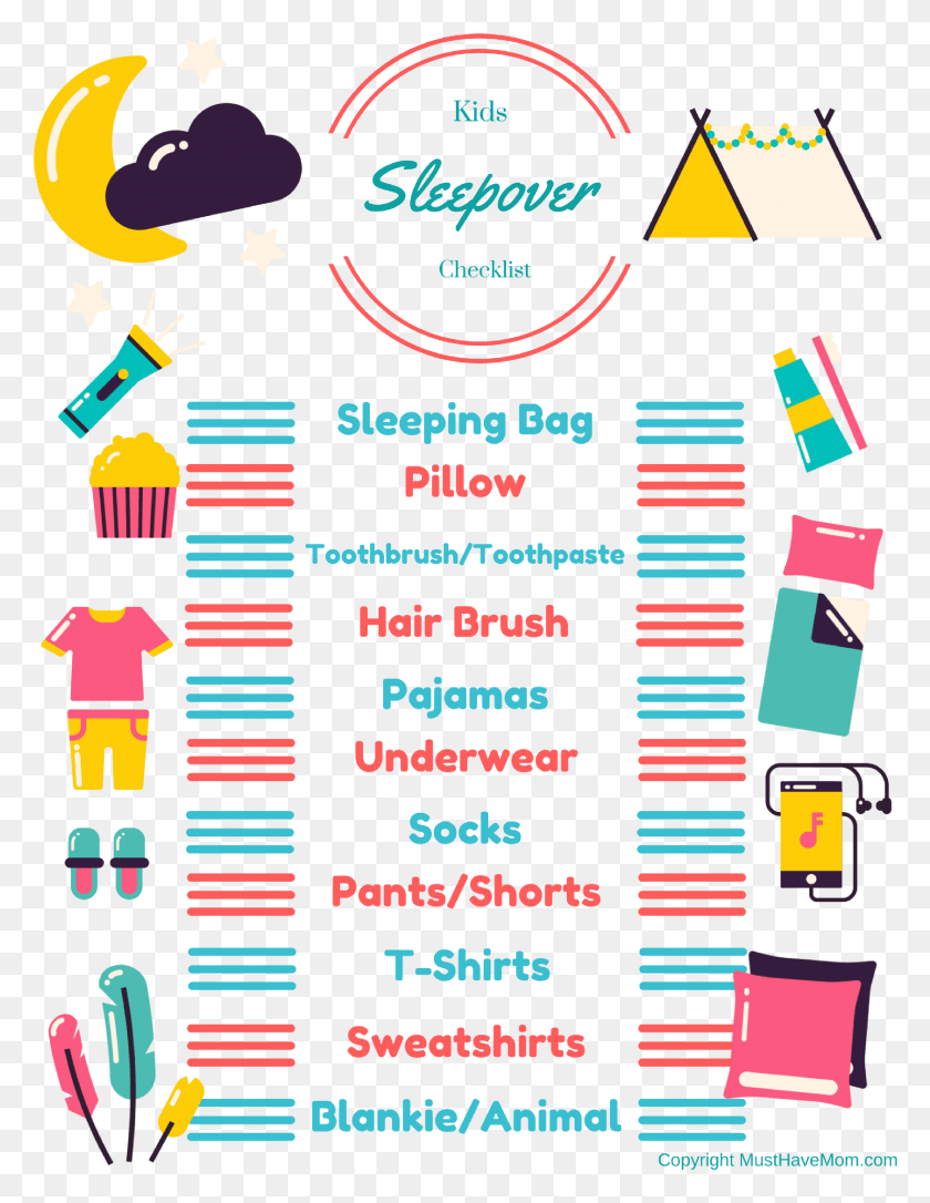 2505x3297 Free Printable Sleepover Checklist For Kids Kids Can Packing List What To Pack For A Sleepover, Text, Poster, Advertisement HD PNG Download