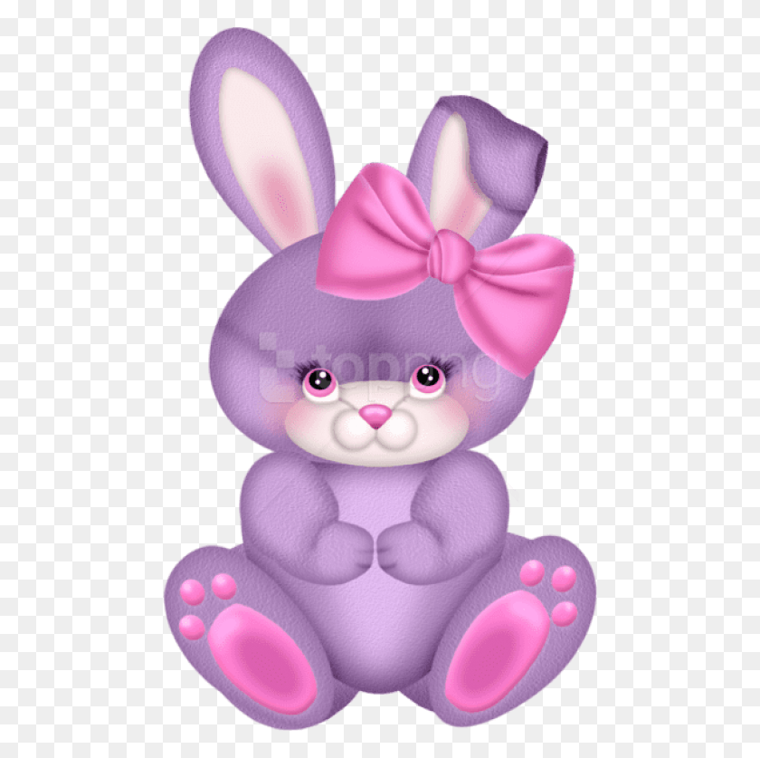 480x777 Free Purple Bunny With Pink Bow Images Girl Easter Bunny Clipart, Toy, Plush, Teddy Bear HD PNG Download