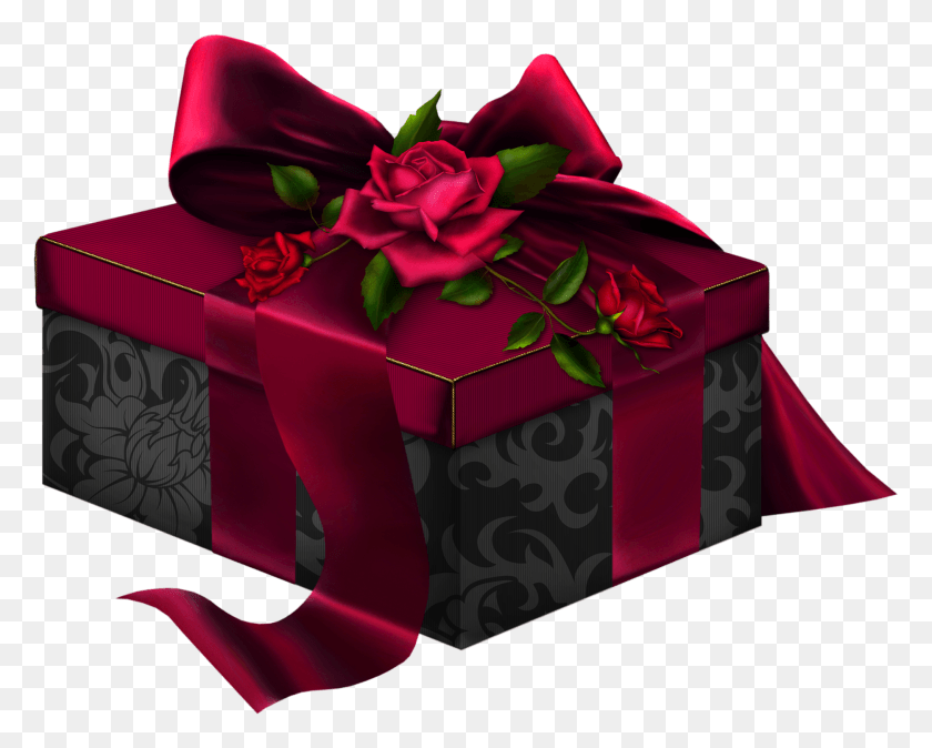 1870x1473 Png Красный И Черный 3D С Розами, Подарок Hd Png