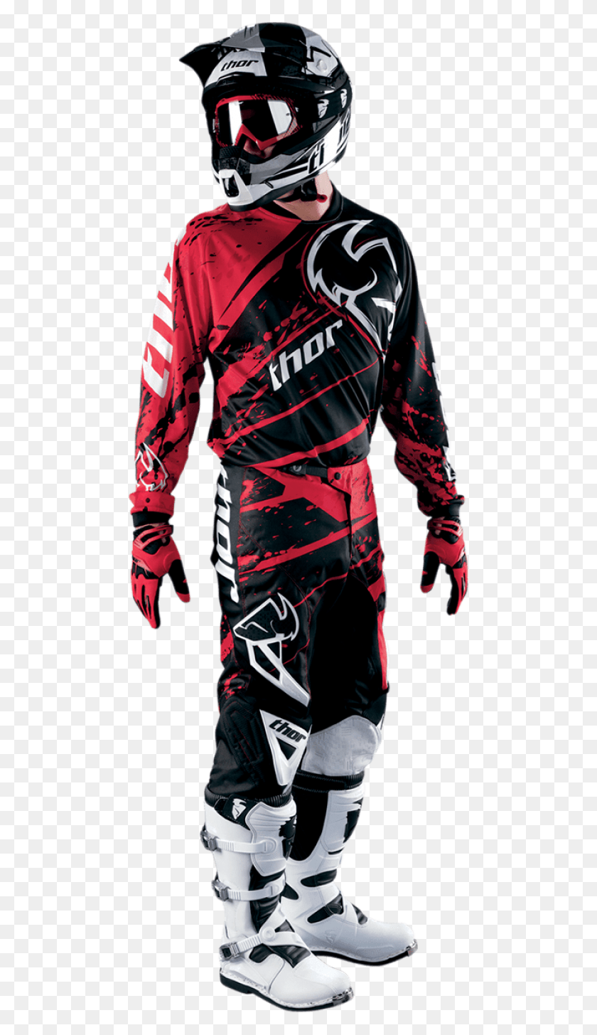 480x1395 Free Red Dirt Bike Outfit Image With Transparent Thor, Sleeve, Clothing, Apparel HD PNG Download