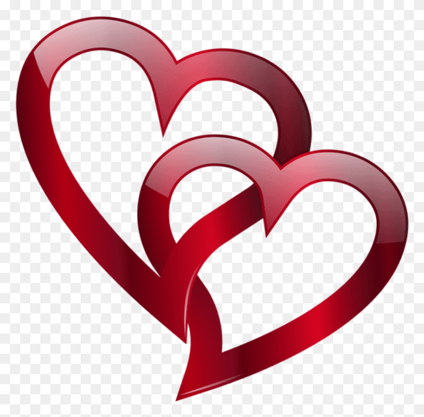 841x825 Free Red Double Heart, Tape HD PNG Download
