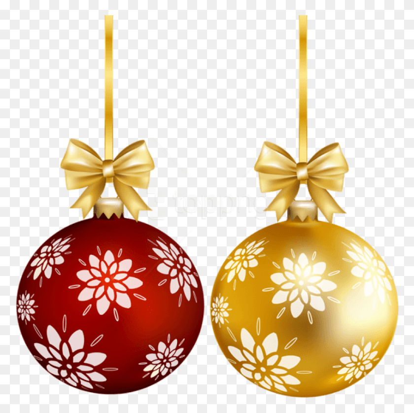 844x842 Descargar Png Bola De Navidad De Oro Rojo Bola De Navidad Transparente, Adorno, Lámpara Hd Png