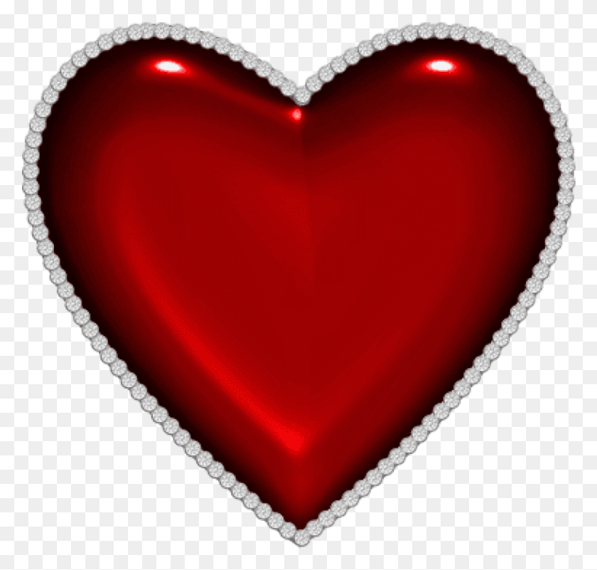 814x774 Free Red Heart With Diamonds Heart, Balloon, Ball HD PNG Download