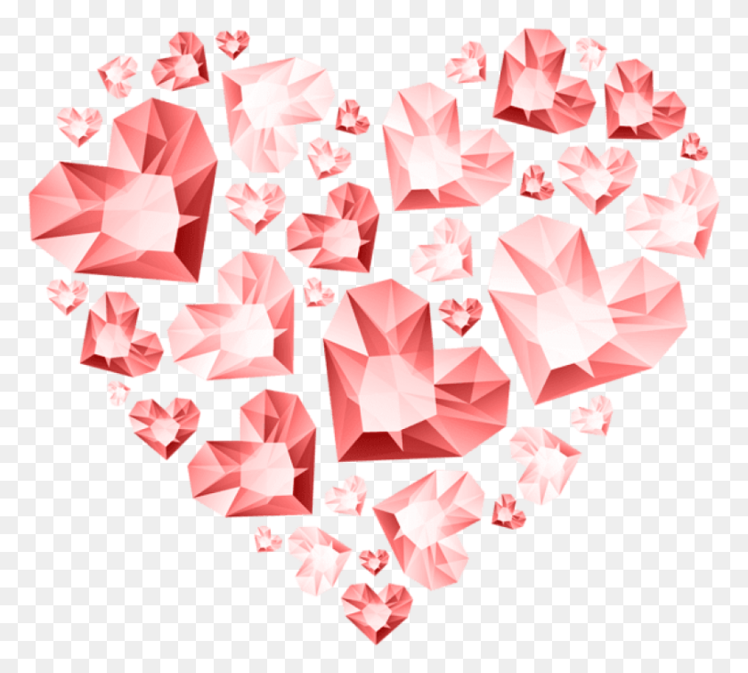 843x753 Free Red Hert Of Diamond Hearts Transparent A Heart Diamond, Paper, Gemstone, Jewelry HD PNG Download