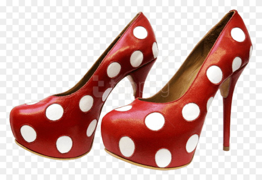 850x565 Free Red Polka Dot Heels Images Transparent Basic Pump, Clothing, Apparel, Shoe HD PNG Download