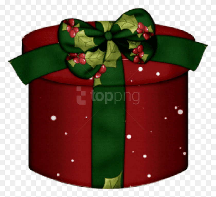 850x768 Free Red Round Gift Box With Gren Bow Images Gift Wrapping HD PNG Download