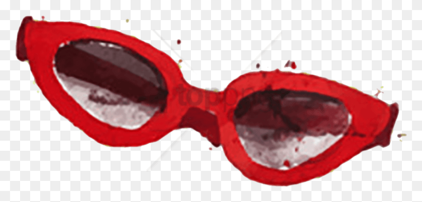 850x373 Free Red Sunglasses Watercolor Image With Transparent Red Pngs, Goggles, Accessories, Accessory HD PNG Download