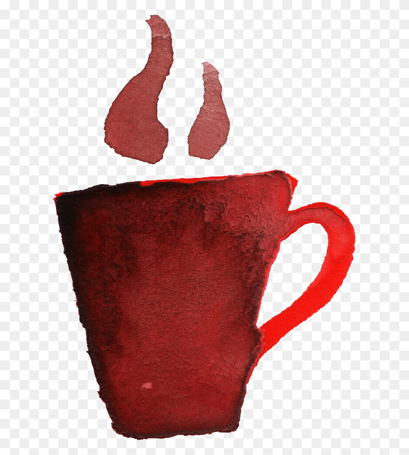 621x874 Free Red Watercolor Coffee, Coffee Cup, Cup, Pottery HD PNG Download