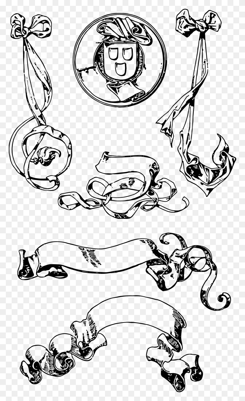 1343x2265 Free Ribbons And Scroll Banners Vintage Scroll Banner Ornament, Stencil HD PNG Download