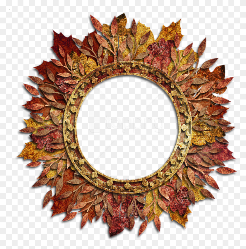 829x841 Free Round Autum Frame Images Transparent Wooden Frame Round, Leaf, Plant, Brick HD PNG Download