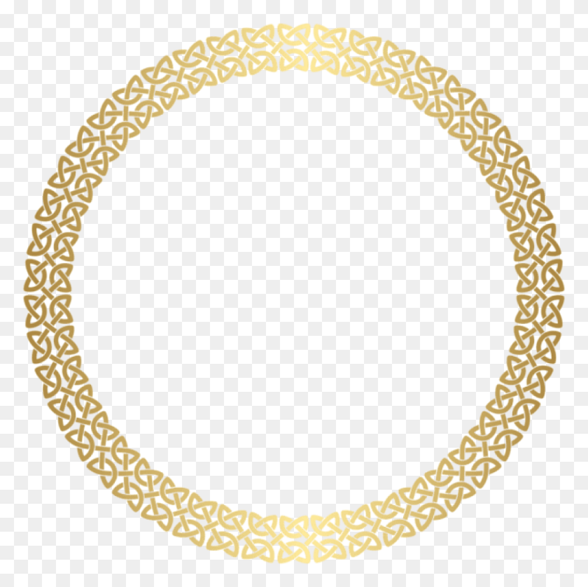 850x849 Free Round Border Frame Gold Clipart Golden Round Frame, Bracelet, Jewelry, Accessories HD PNG Download