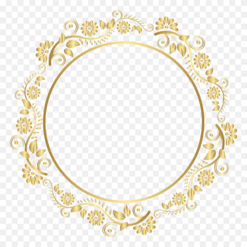 850x849 Free Round Gold Border Frame Deco Gold Border Design, Oval, Bracelet, Jewelry HD PNG Download