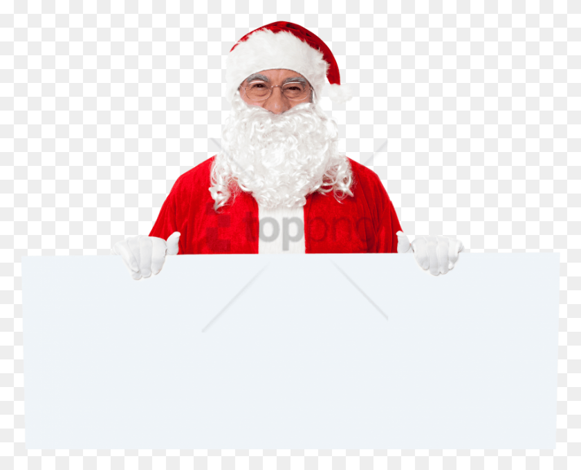 850x676 Free Santa Claus Holding Banner Image With Santa Claus Banner, Face, Person, Human HD PNG Download