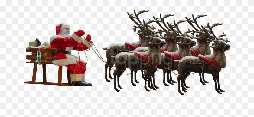 686x327 Free Santa Claus Images Transparent Papa Noel Con Renos, Horse, Mammal, Animal HD PNG Download