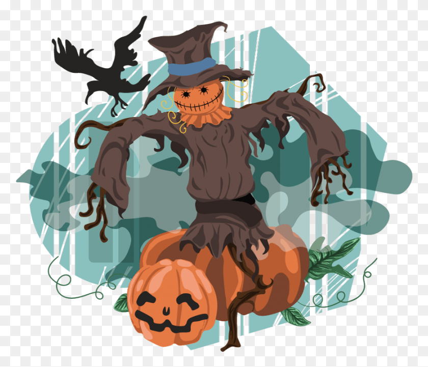 869x737 Free Scarecrow Clipart Cartoon Scary Scarecrow Transparent, Plant, Grain HD PNG Download