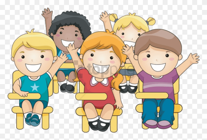 847x550 Free School Going Children Image With Transparent Students Raising Hands Clipart, Crowd, Doodle HD PNG Download