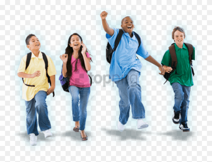 843x632 Niños De La Escuela Caminando Imagen Con Transparente Caminando, Persona, Pantalones, Ropa Hd Png