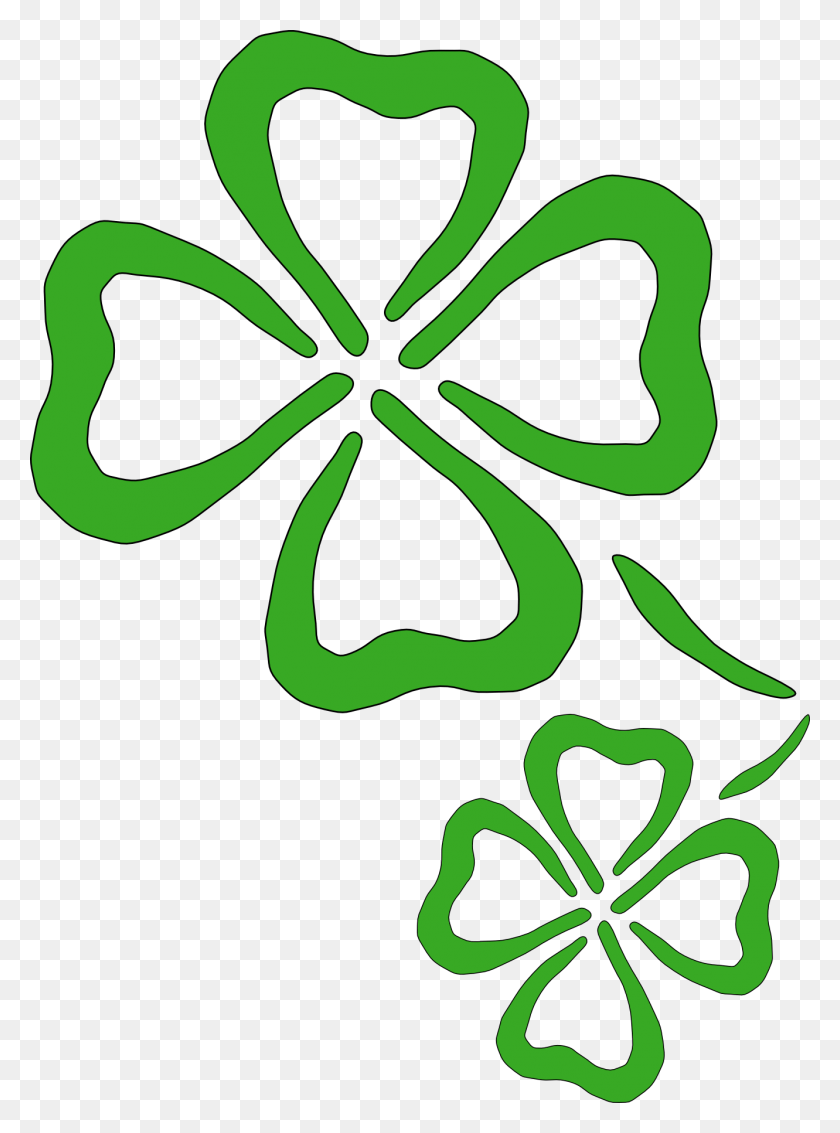 1331x1831 Free Shamrock Public Domain Holiday 5 Clipart Two Four Leaf Clovers, Green, Pattern, Plant HD PNG Download
