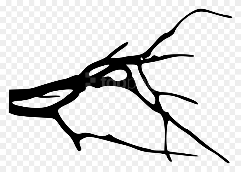 850x589 Free Simple Tree Branch Bare Tree Branch Clipart Black And White, Scissors, Blade, Weapon HD PNG Download