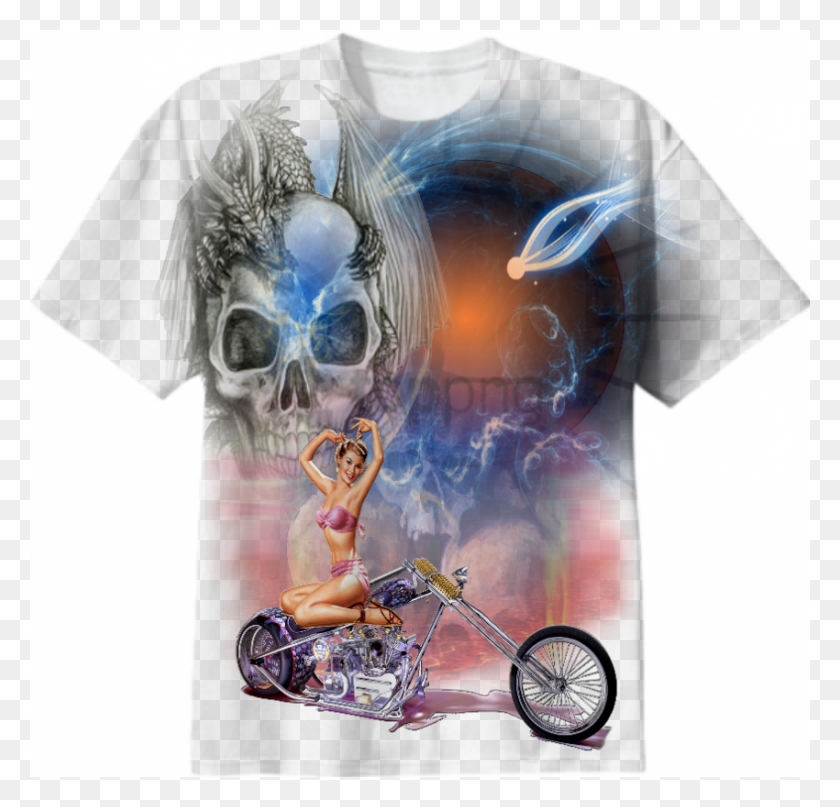 850x815 Free Skull Chopper Concept Bike Motorcycle Print Skull Tattoo Designs, Clothing, Apparel, T-shirt HD PNG Download