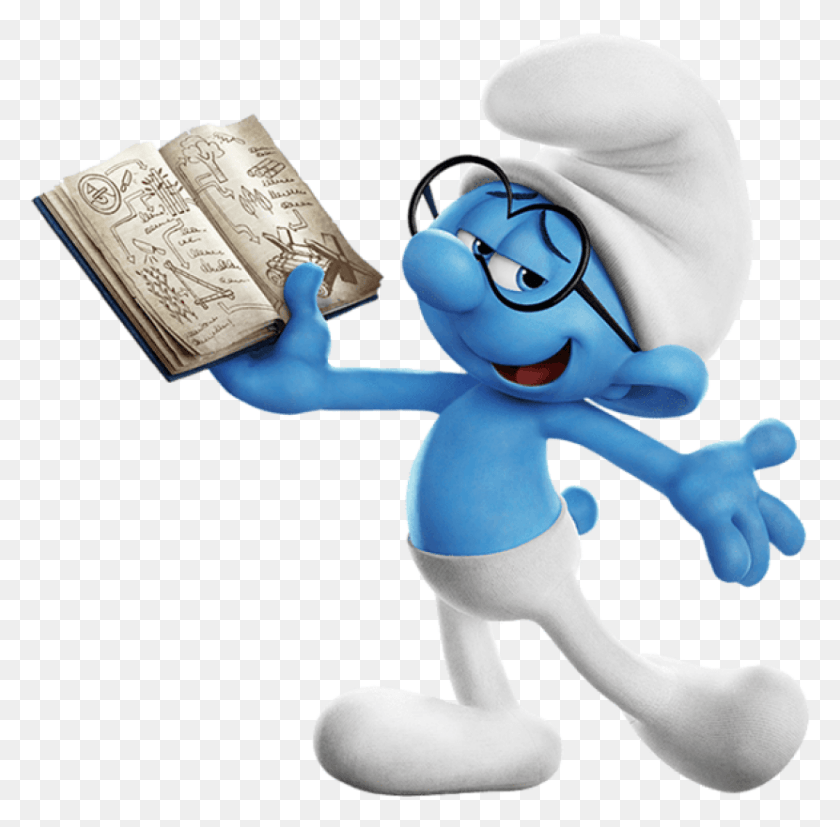 830x817 Free Smurf Brainy The Lost Village Clipart Brainy Smurf, Toy, Figurine, Text HD PNG Download