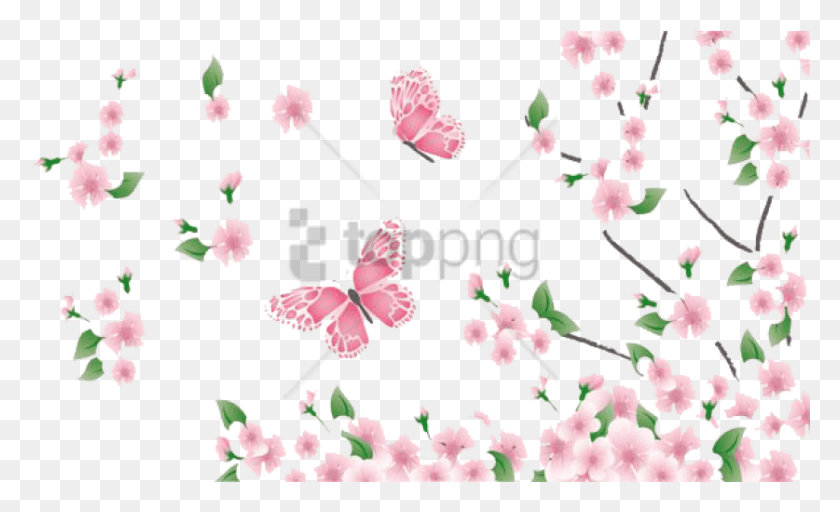 837x486 Весеннее Изображение С Прозрачным Фоном Цветы И Бабочки, Растение, Цветок, Цветение Png Скачать