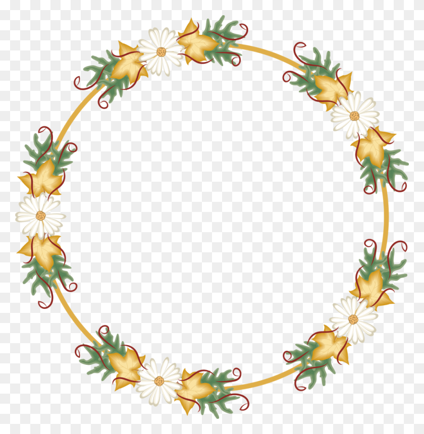 998x1024 Free Stock Vector Artwork Round Yellow Flower Frames, Graphics, Bracelet HD PNG Download