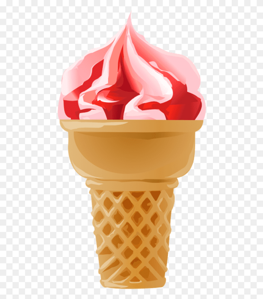 477x894 Free Strawberry Ice Cream Cone Images Soft Serve Ice Creams, Cream, Dessert, Food HD PNG Download