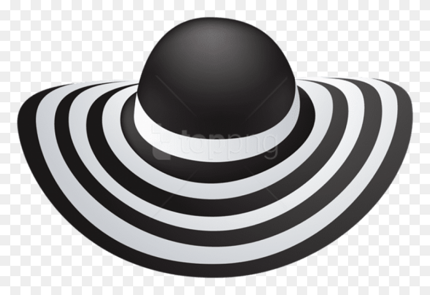 850x564 Free Striped Sun Hat Clipart Photo Striped Hat Black And White Clipart, Clothing, Apparel, Sun Hat HD PNG Download